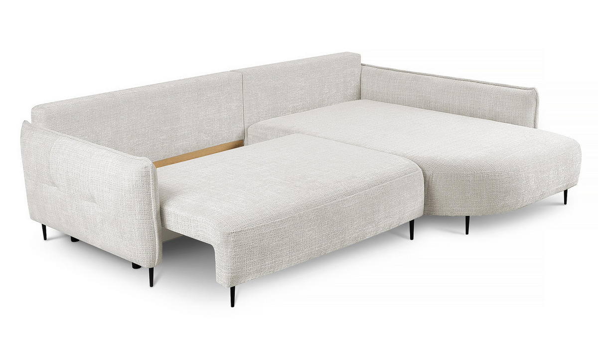 ECKSOFA Oblivio Cremeweiß Chenille - Creme/Schwarz, Textil/Metall (285/200cm) - Selsey