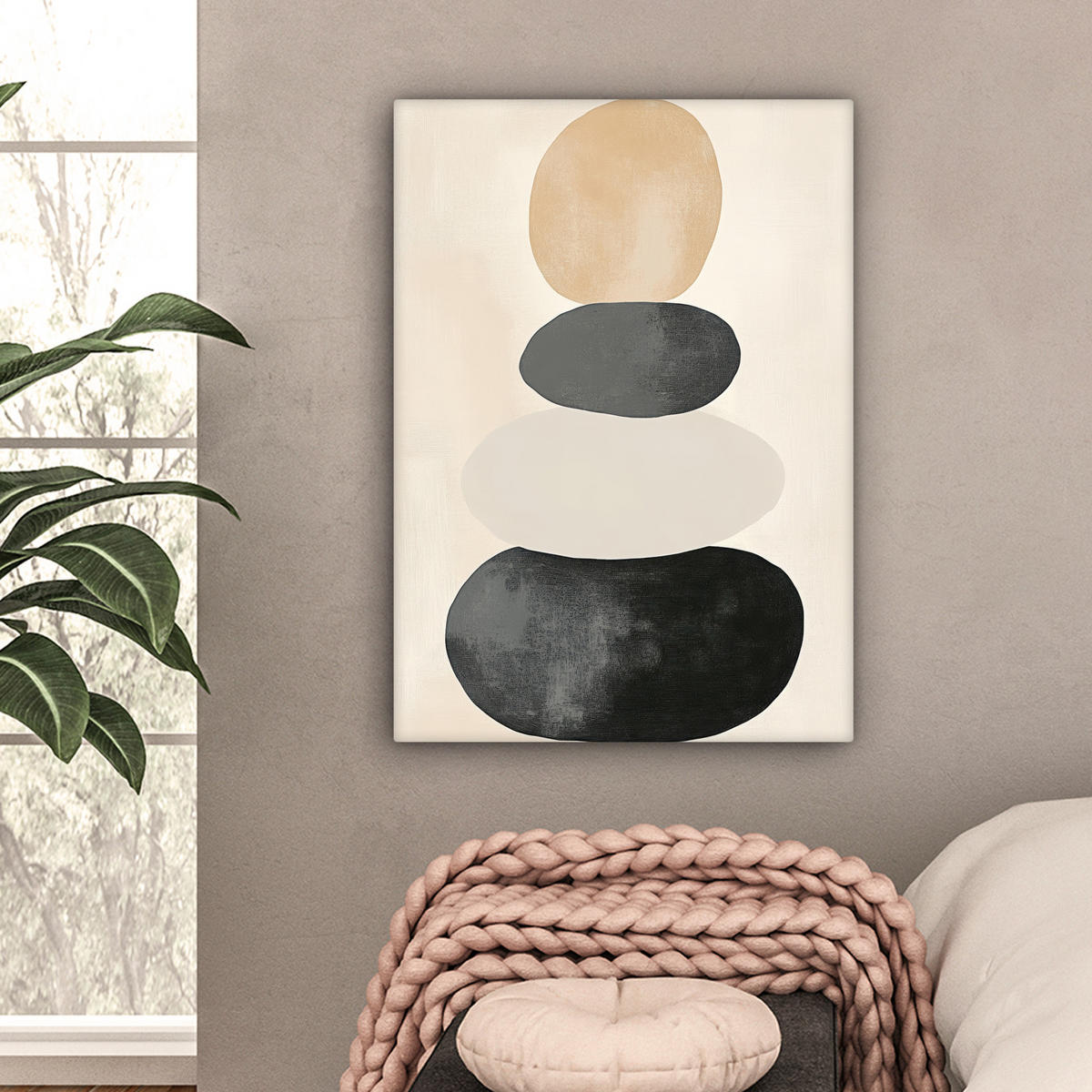 LEINWANDBILD Japandi - Wabi sabi - Beige 60x80 cm - Taupe, Textil (60/80cm) - MuchoWow