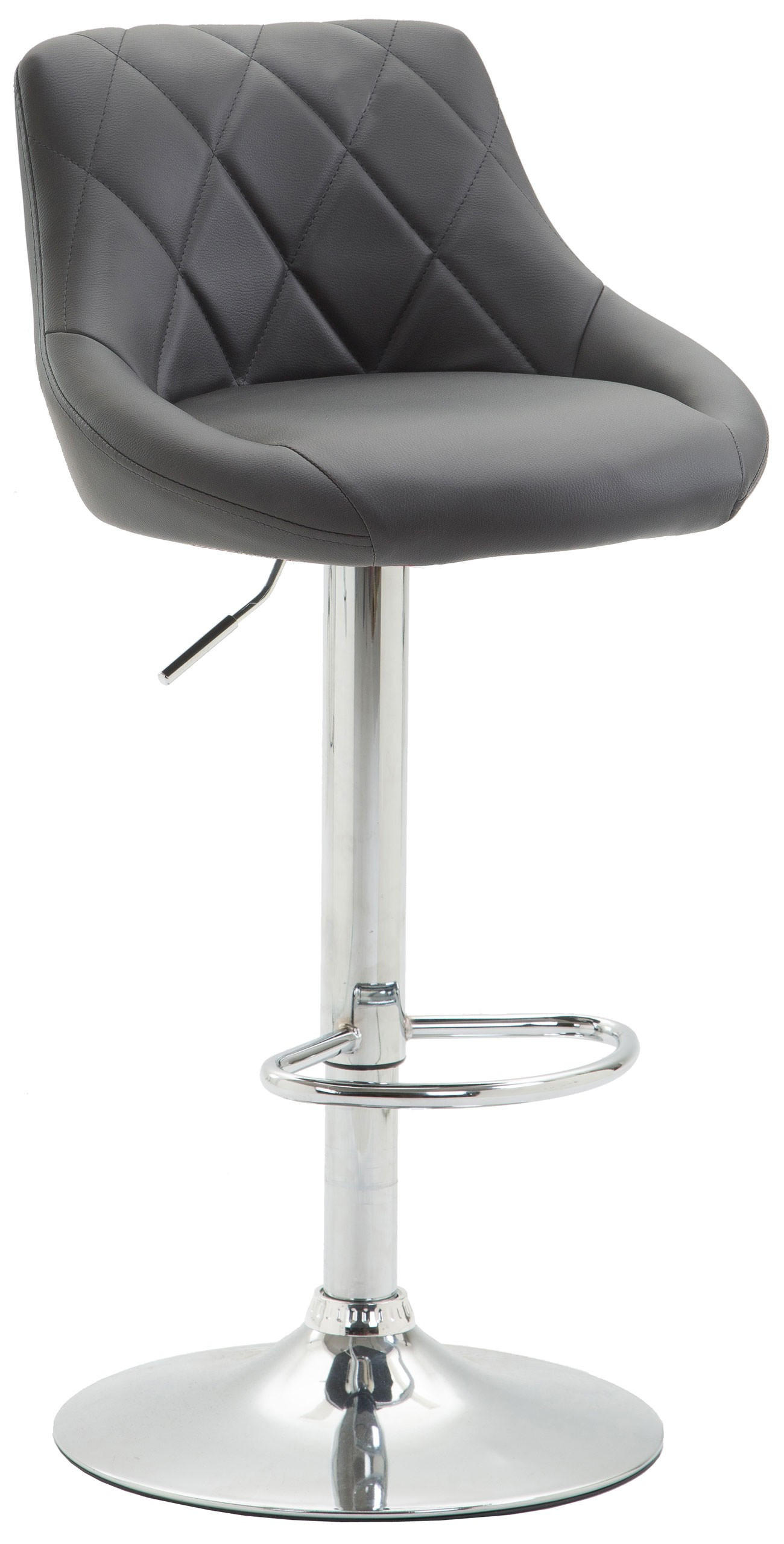 BARHOCKER Lazio 83-104x46x49 cm grau - Grau, Leder (46/83/49cm) - furnicato
