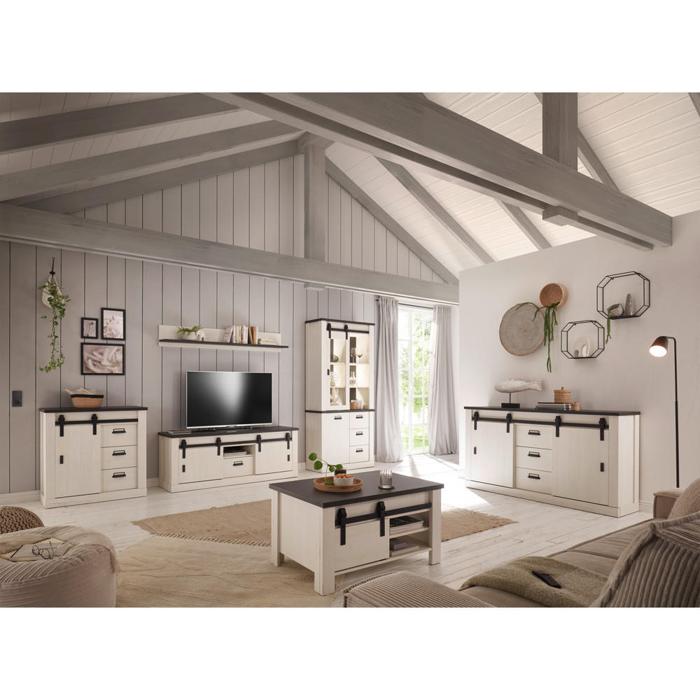 WOHNZIMMER-SET 6-TLG. Shelton-61 - Weiß, Holzwerkstoff (570/201/43cm) - Lomado