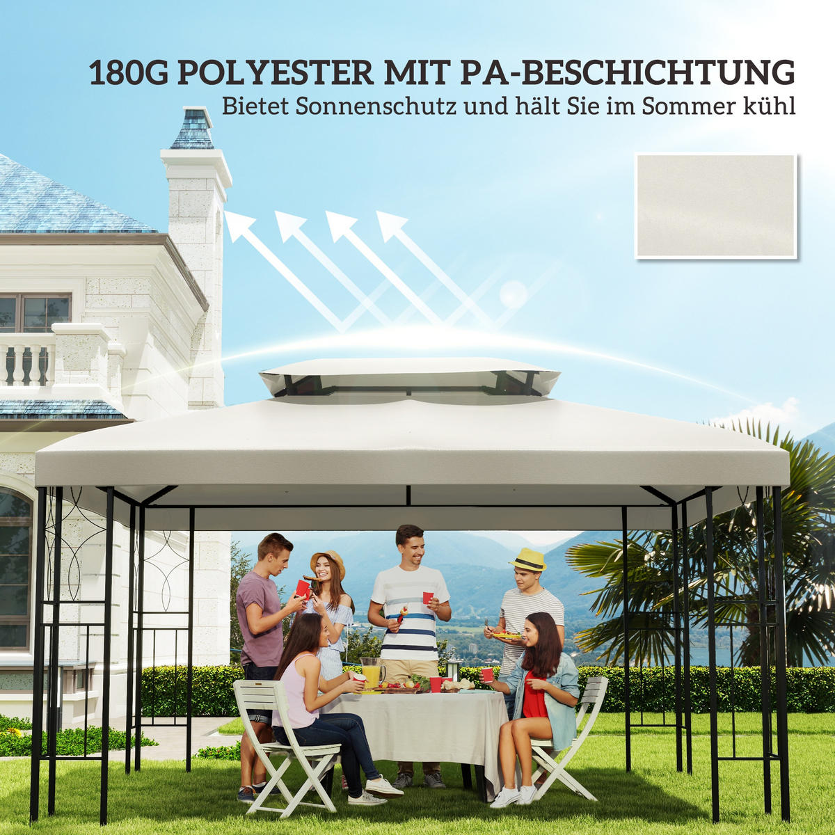 ERSATZDACH für Pavillon DE-05915 3/4 m Cremeweiß - Creme, Textil (400/20/300cm) - ComfortXL