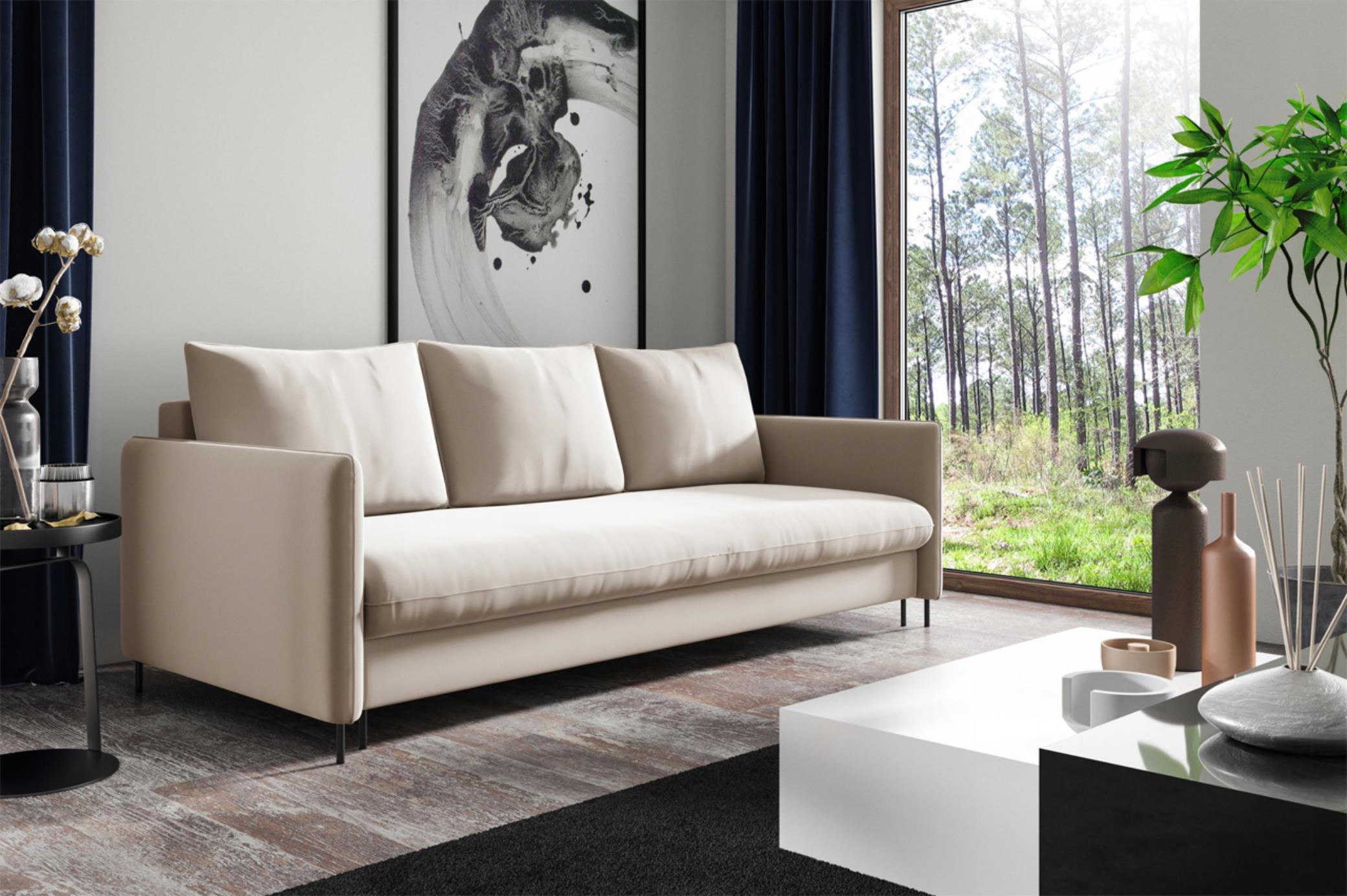 SCHLAFSOFA Belis in Beige - Beige, Holzwerkstoff/Textil (216/95/100cm) - Bettso