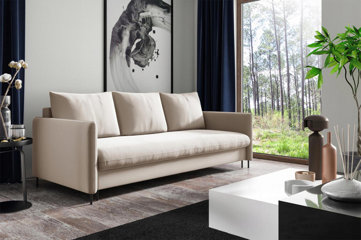 SCHLAFSOFA Belis in Beige - Beige, Holzwerkstoff/Textil (216/95/100cm) - Bettso