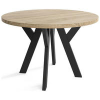 ESSZIMMERTISCH LOFT, ausziehbarer Tisch Durchmesser: 90 cm bis 190 cm, Wohnzimmertisch Farbe: SONOMA, mit Holzbeinen in Farbe Schwarz - Schwarz/Sonoma Eiche, Holzwerkstoff (90/90/75cm) - Sepro Meble