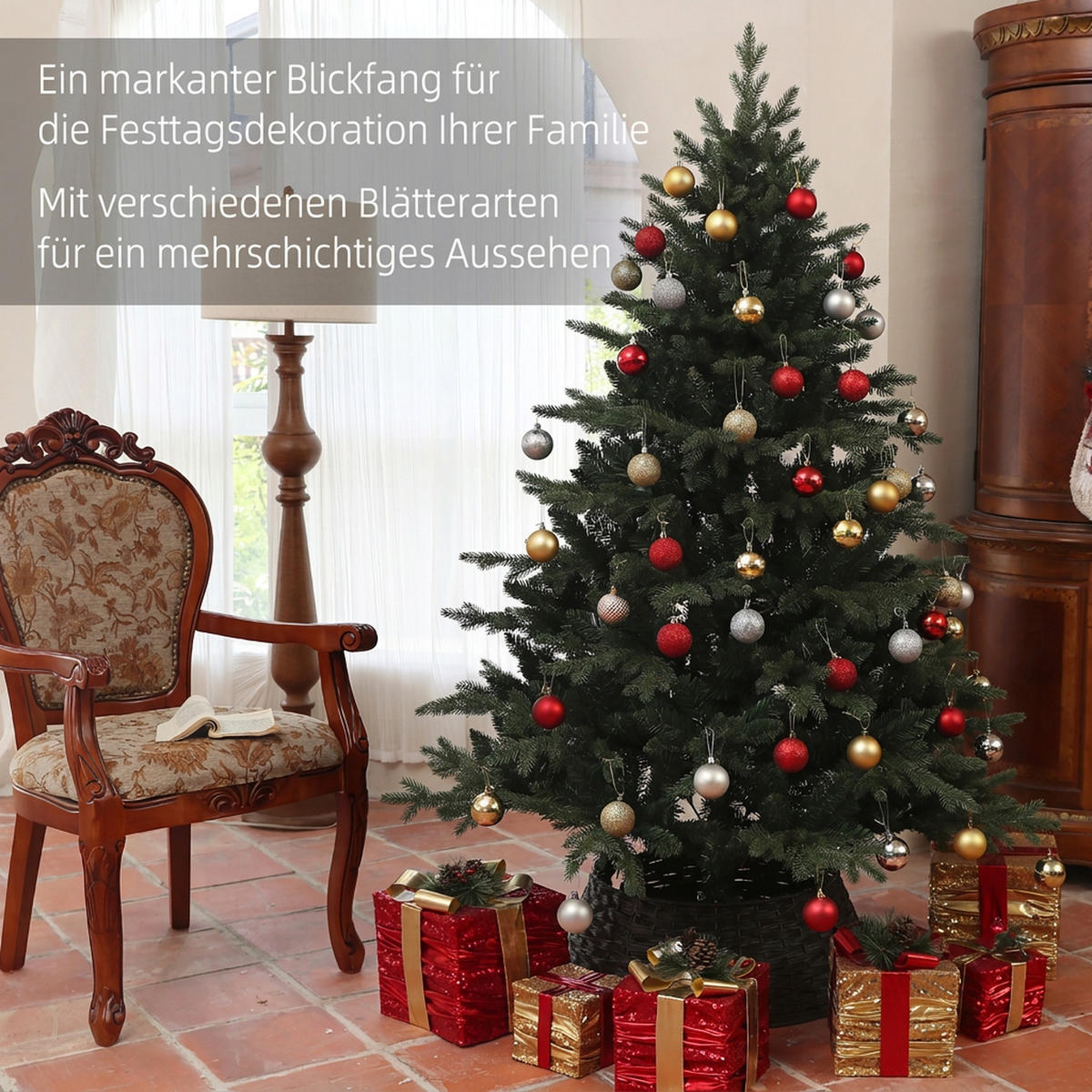 WEIHNACHTSBAUM Kunststoff Stahl Grün - Grün, Kunststoff (180cm) - HOMCOM