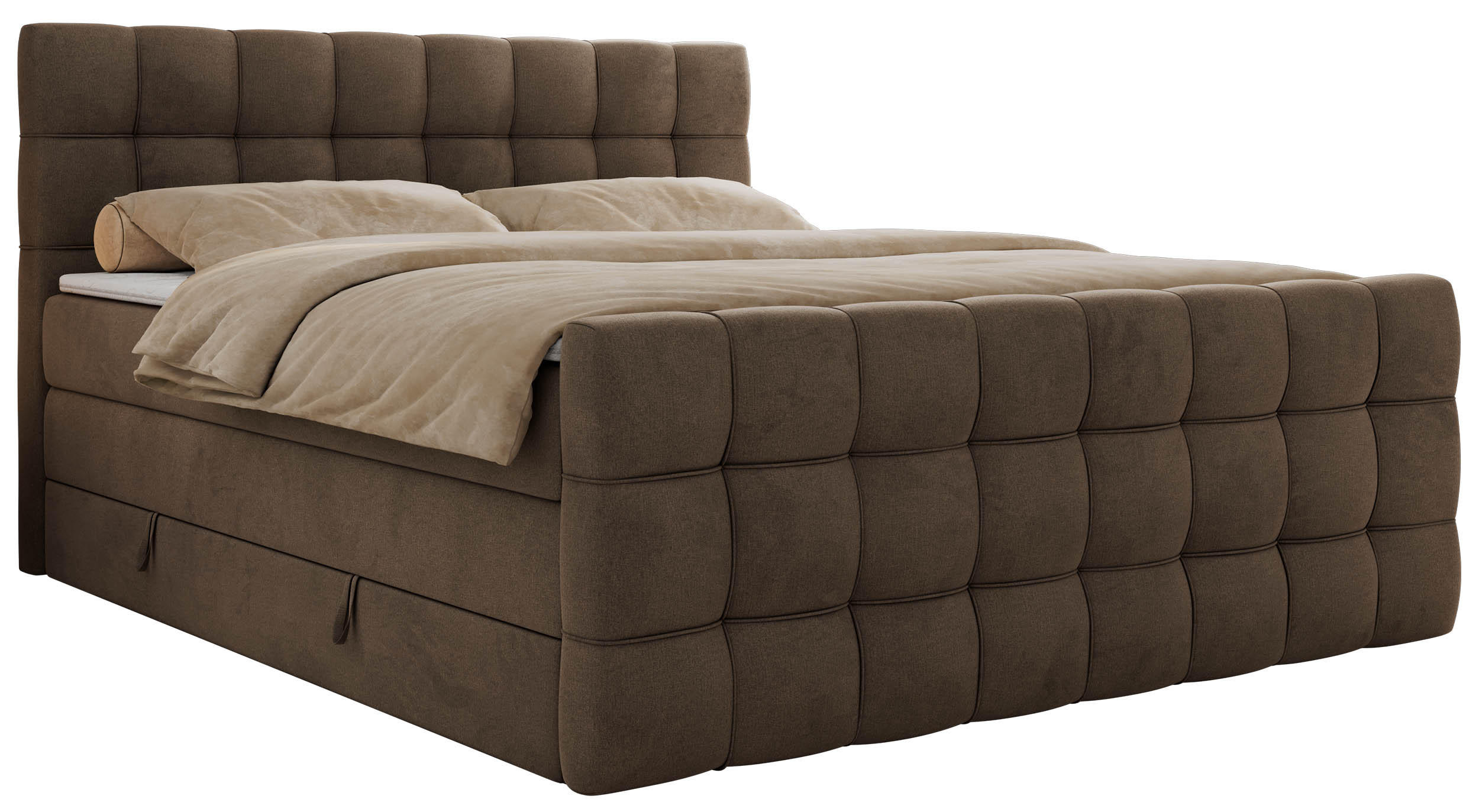 MKS POSTEL BOXSPRING ALTIVO KING DUO 120/200 - Hnědá Samet - Topper Visco - H3