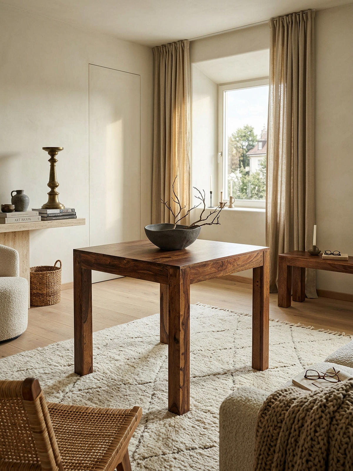 ESSTISCH Massivholz Akazie Rechteckig Handgefertigt NAKO, Braun 80x80x76 cm - Dunkelbraun/Braun, Holz (80/80/76cm) - KADIMA DESIGN