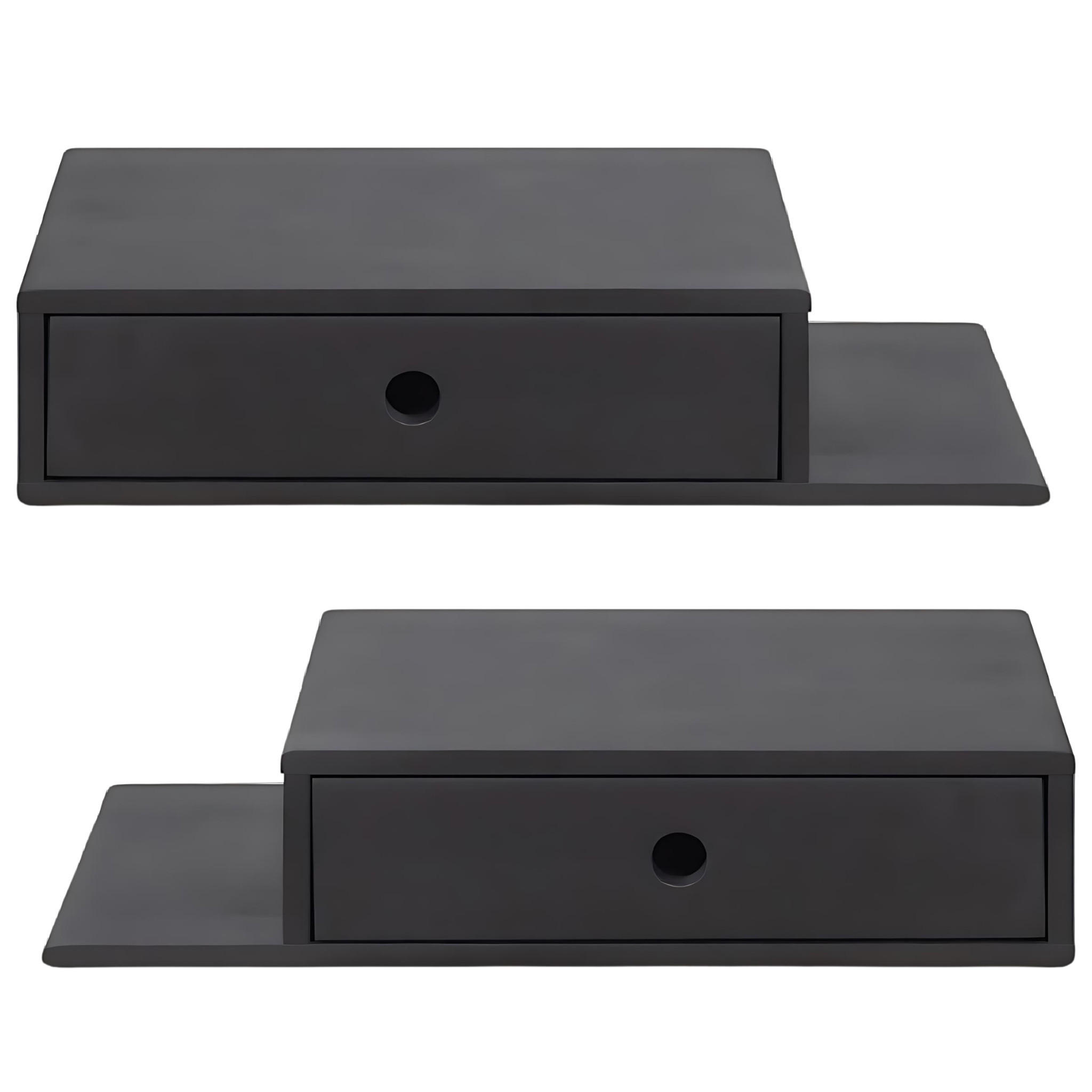 NACHTTISCH Hope mit Ablagen 2er Set, schwarze Birke, 30/65/15 cm - Schwarz, Holz (65/15/30cm) - WOODEK