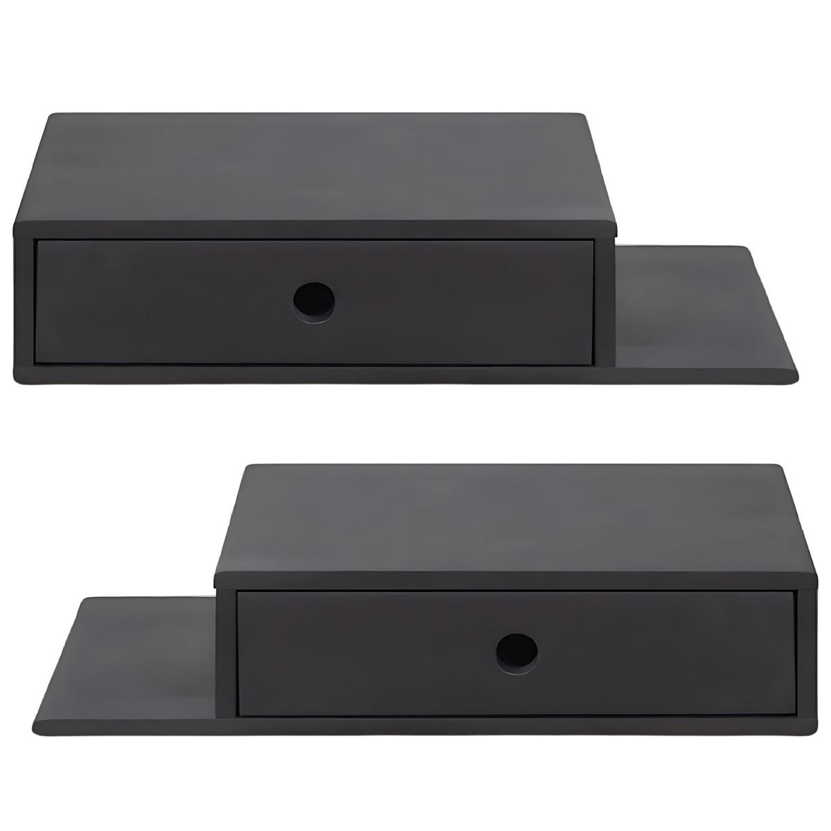 NACHTTISCH Hope mit Ablagen 2er Set, schwarze Birke, 30/65/15 cm - Schwarz, Holz (65/15/30cm) - WOODEK