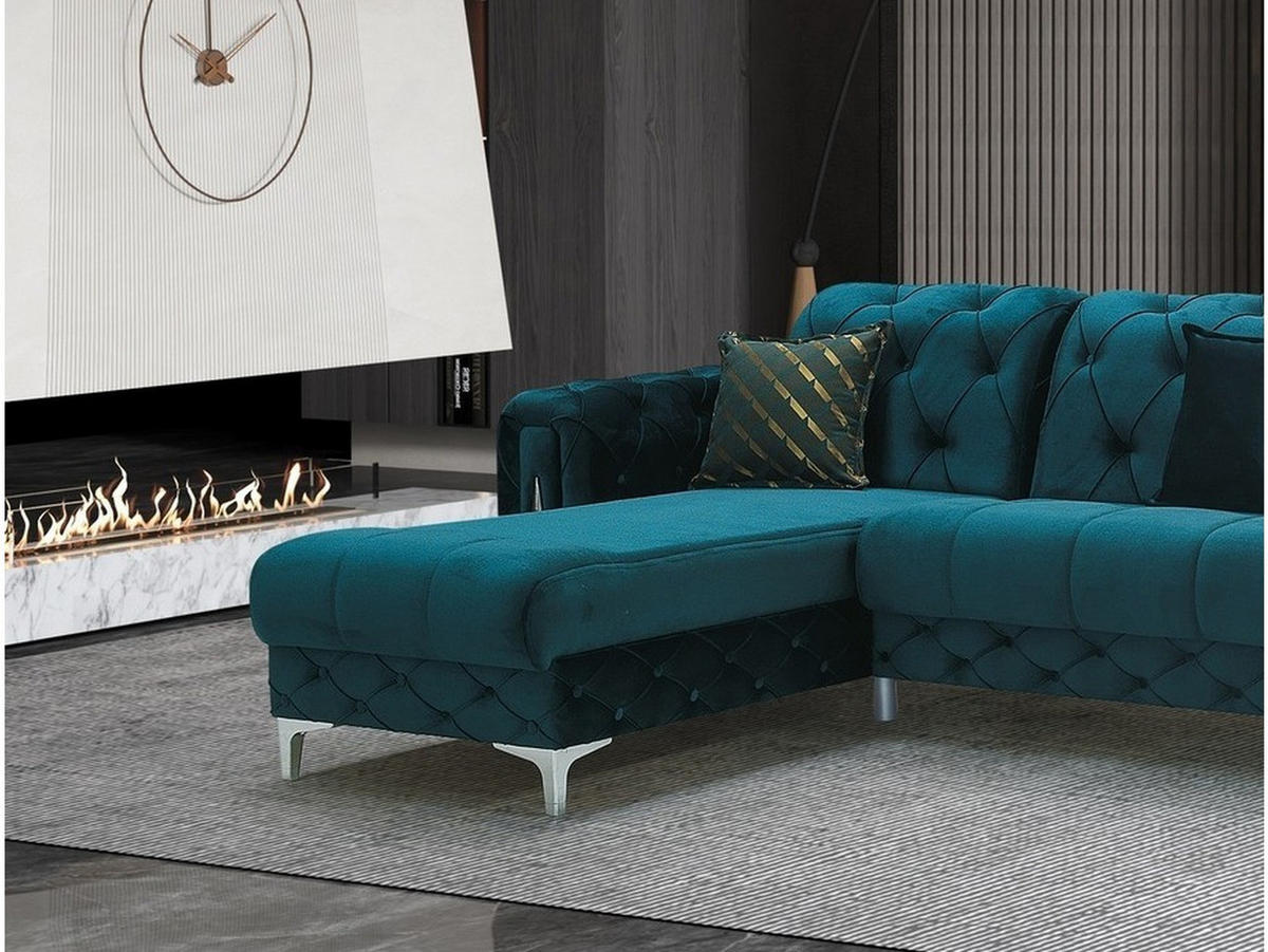 ECKSCHLAFSOFA Patna Grün Relax - Langer Schenkel Rechts - Grün, Holzwerkstoff/Kunststoff (180/310cm)