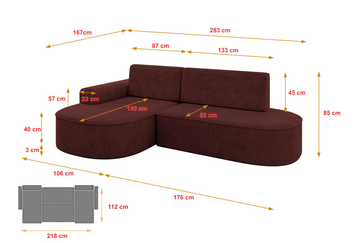 ECKSOFA mit Schlaffunktion und Bettkasten Ottomane Rechts MARI-L1-S - 283x167x85 cm Grün Velours - Waldgrün/Schwarz, Holzwerkstoff/Kunststoff (167/283cm) - ALTDECOR