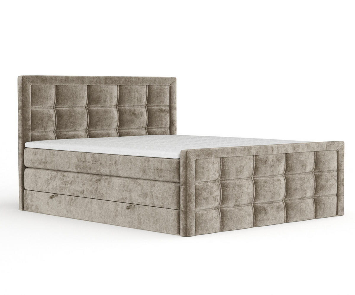 BOXSPRINGBETT Ambrosia Beige 200/200 cm - Beige/Schwarz, Holz/Holzwerkstoff (200/200cm) - Maison de Reve