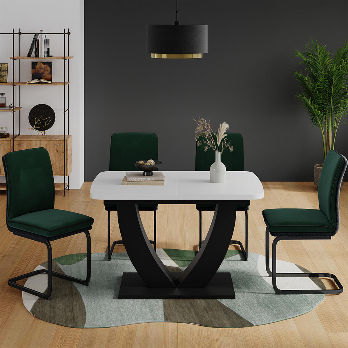 JEDÁLENSKÝ STÔL Fenaro Biela/čierna - čierna/biela, kompozitné drevo (80/120/77.4cm) - Vicco