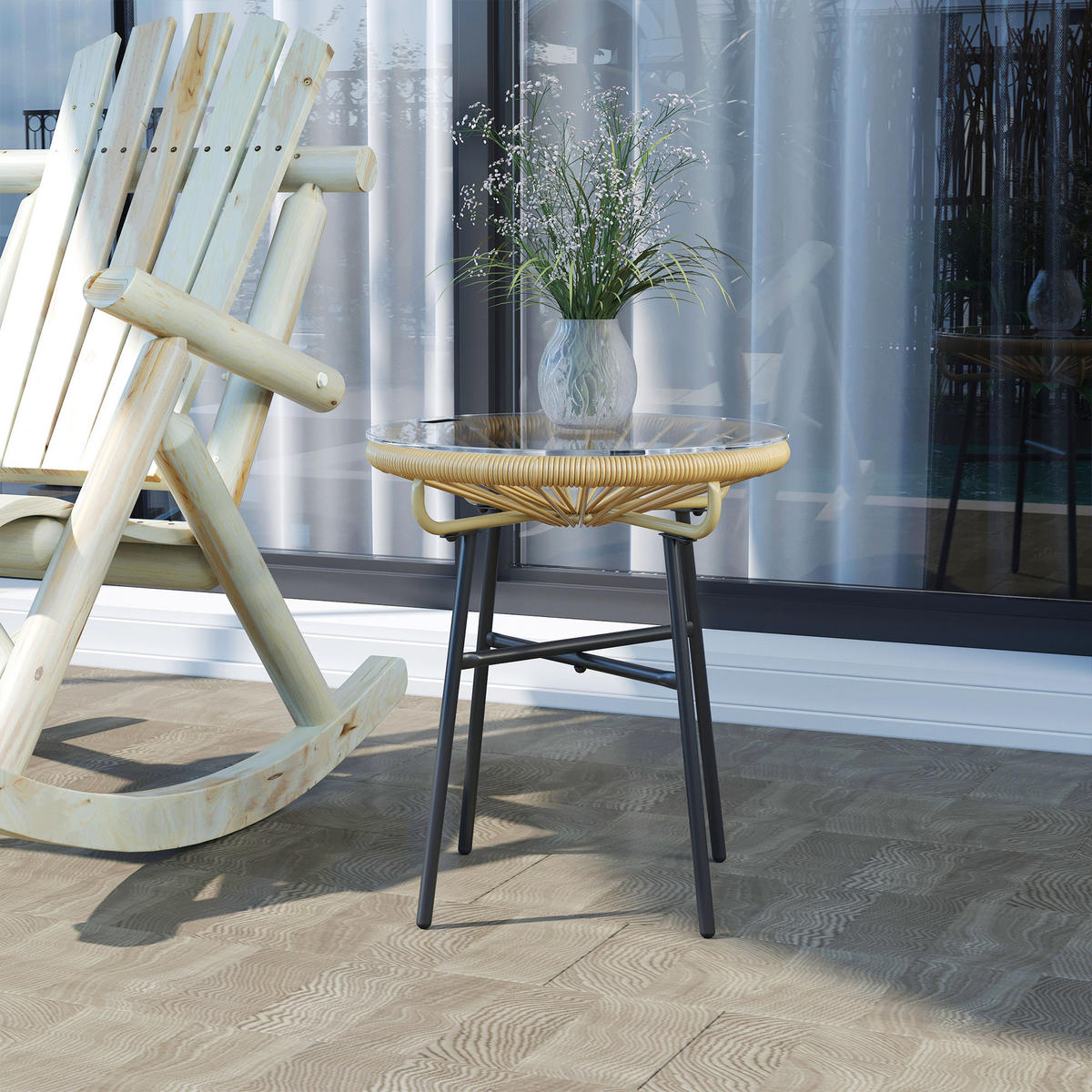 BEISTELLTISCH DE-06786 im Boho-Stil Beige - Beige, Kunststoff/Metall (50/50/50cm) - ComfortXL