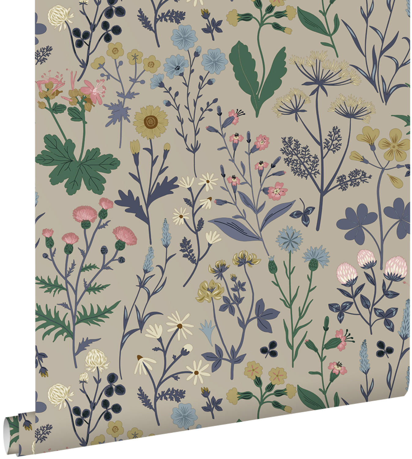 TAPETE Feldblumen 50 x 900 cm - Blau, Papier (50/900cm) - ESTAhome