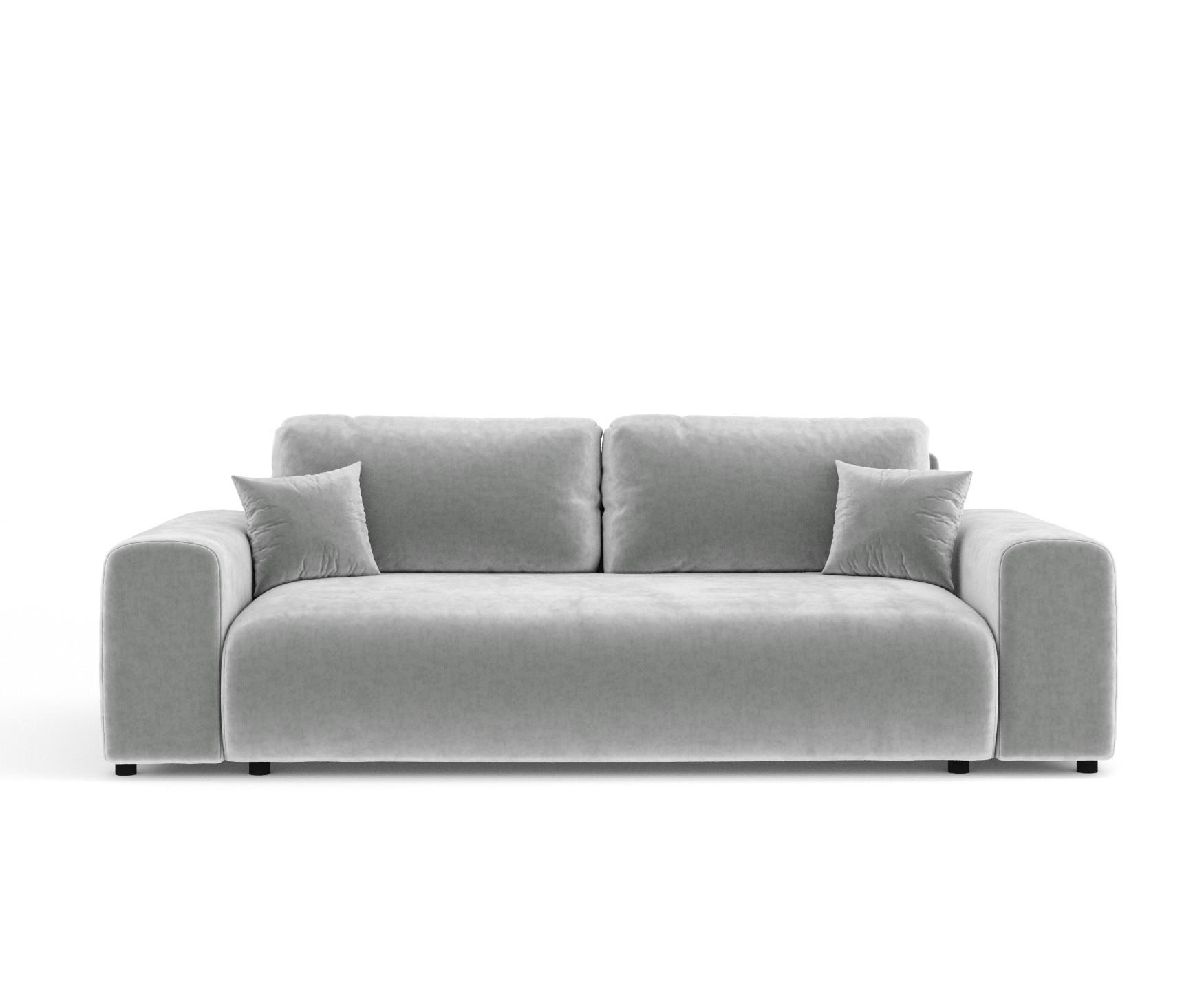 3-SITZER-SOFA Zanzibar Hellgrau Samtstoff - Hellgrau/Schwarz, Holz/Holzwerkstoff (213/79/108cm) - Maison de Reve