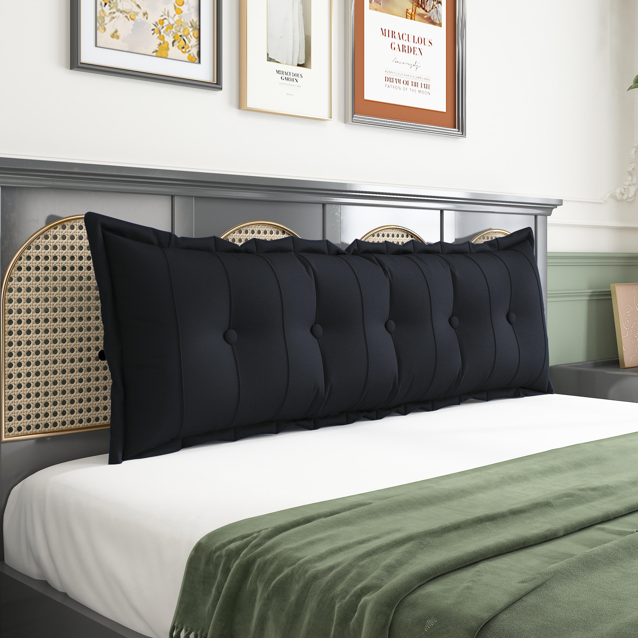 RÜCKENKISSEN Plüsch Schwarz 160 cm - Schwarz, Textil (50/160cm) - Vercart