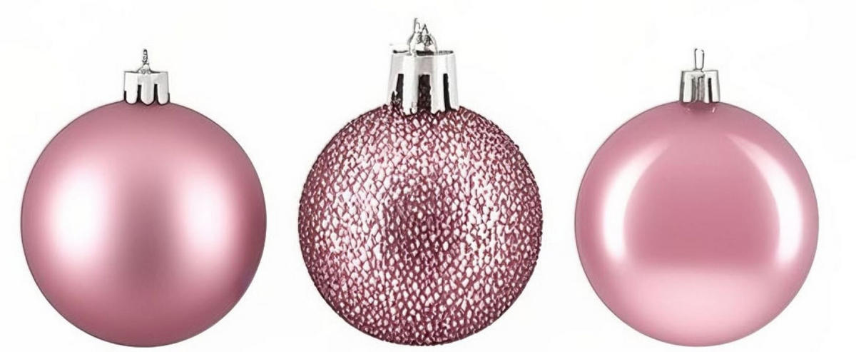 76XWEIHNACHTSKUGELN - Rosa, Kunststoff (6/7/6cm) - Relaxdays
