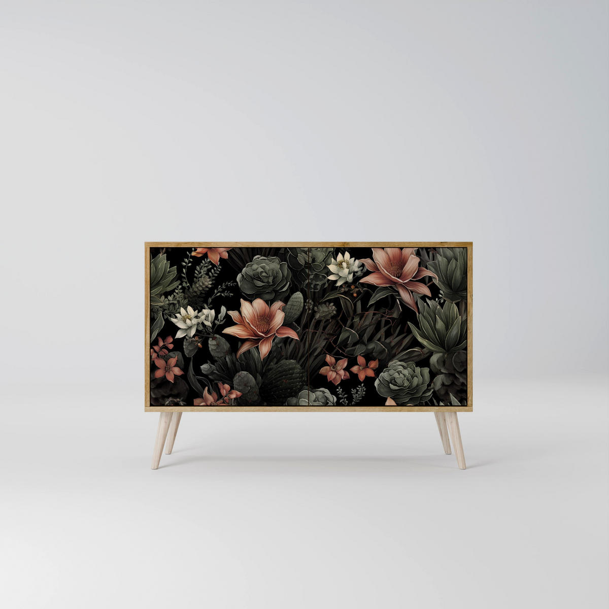 SIDEBOARD SECRET VERDURE, Eicheneffekt, 111x42x77,5 cm, 2 Türen - Eichefarben/Buchefarben, Holzwerkstoff/Buchenholz (111/77.5/42cm) - SpaceRebels