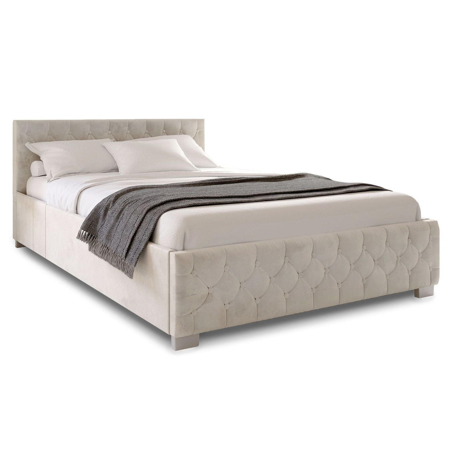 POLSTERBETT Nizza Beige 120x200 cm mit Matratze - Beige, Holz (120/200cm) - Juskys