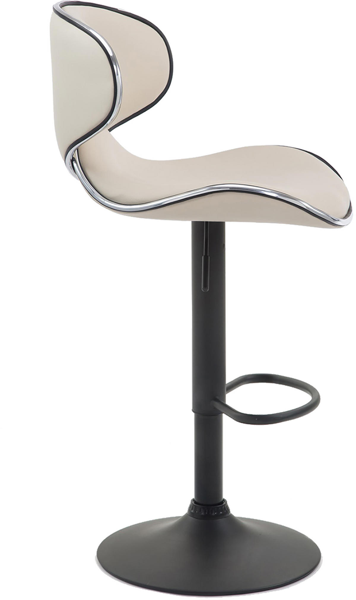BARHOCKER 2er Set Las-Mallorcas Kunstleder schwarz creme - Creme/Schwarz, Kunststoff/Metall (46/108/49cm) - TPFLiving