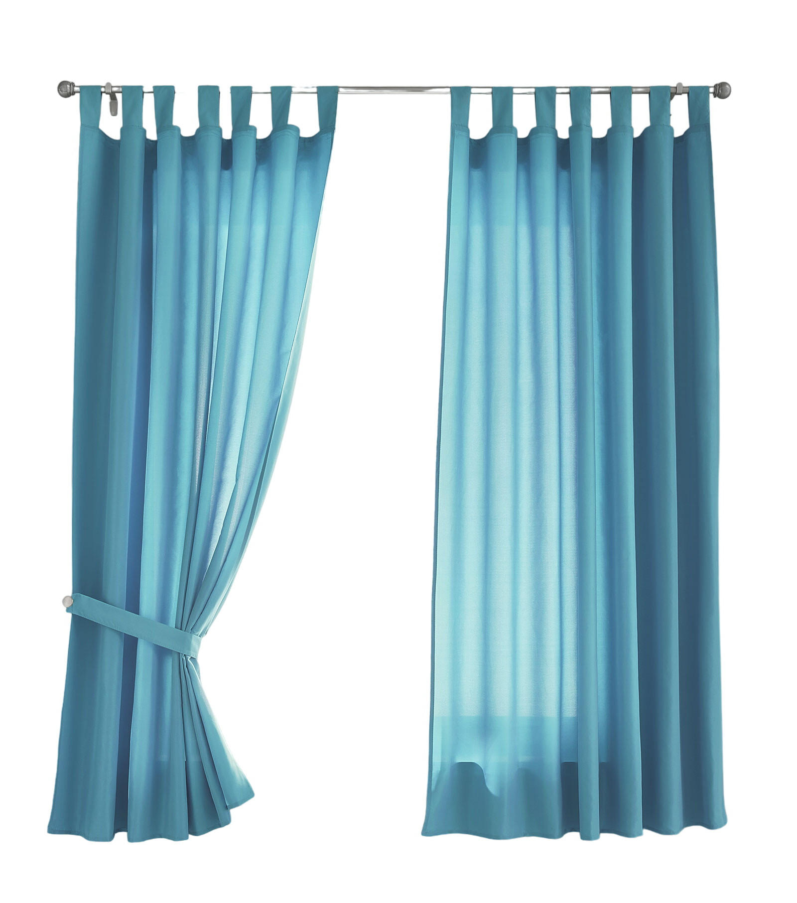 VORHANG 2ER SET POTSDAM HxB 175x140 cm Türkis - Türkis, Textil (140/175cm) - Gardinenbox
