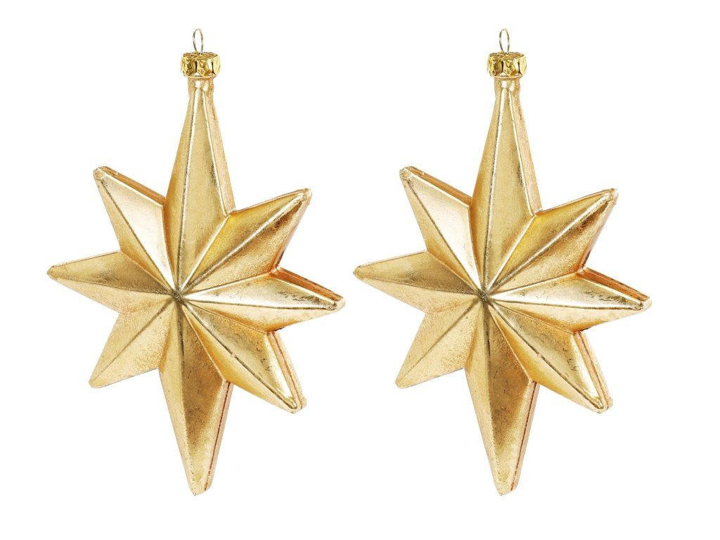 WEIHNACHTSORNAMENTE 2er-Set Sterne gold mit Patina 12 cm - Goldfarben, Kunststoff (12/12/12cm) - LAALU