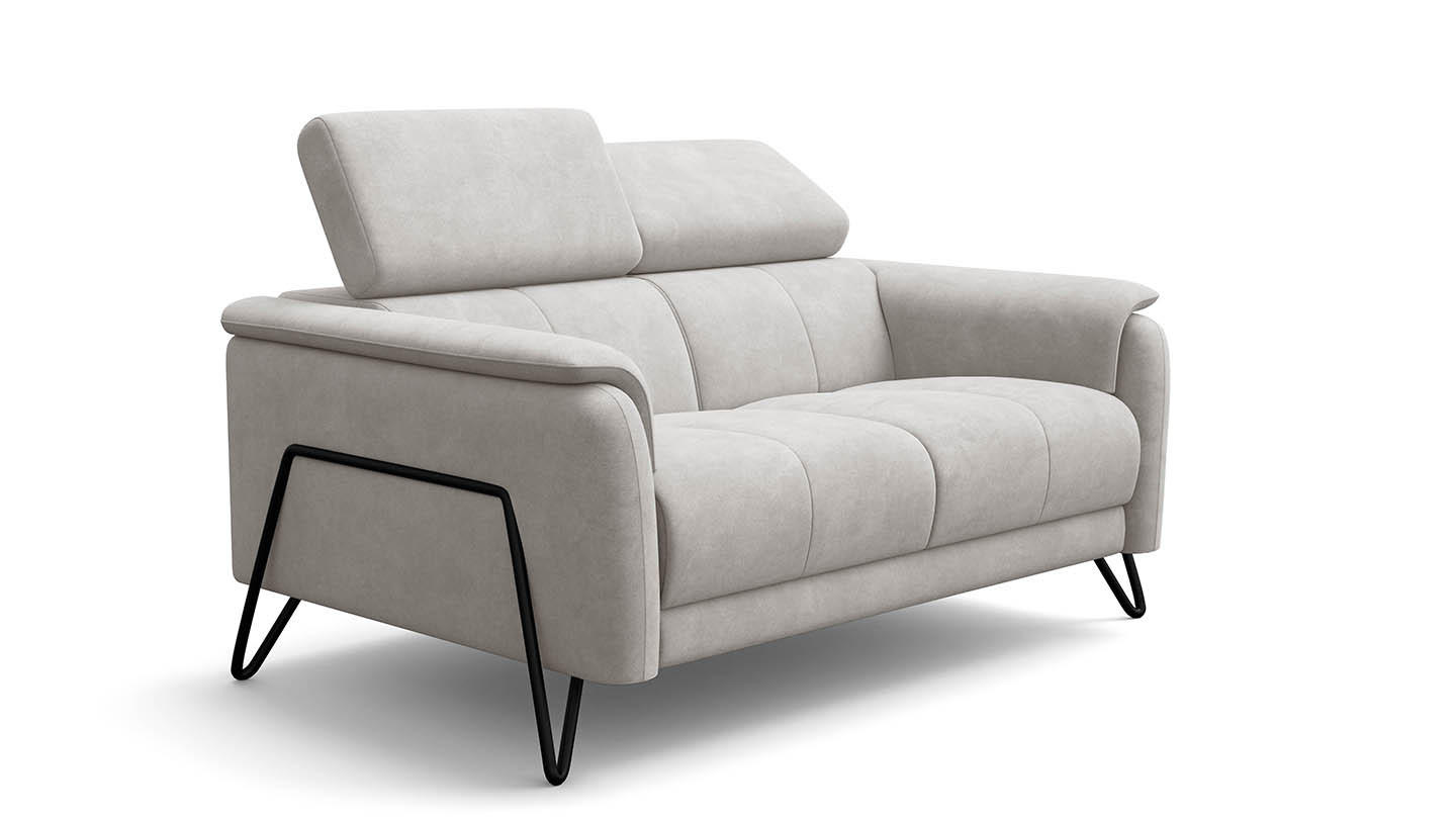 SOFA RODEN 2-Sitzer, creme, Veloursstoff - Creme, Holz/Textil (152/82/103cm) - Wozimo