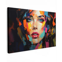 LEINWANDBILD Frau - Porträt - Farbenfroh - Kunst Gemälde 60x40 cm - Multicolor, Textil (60/40cm) - MuchoWow