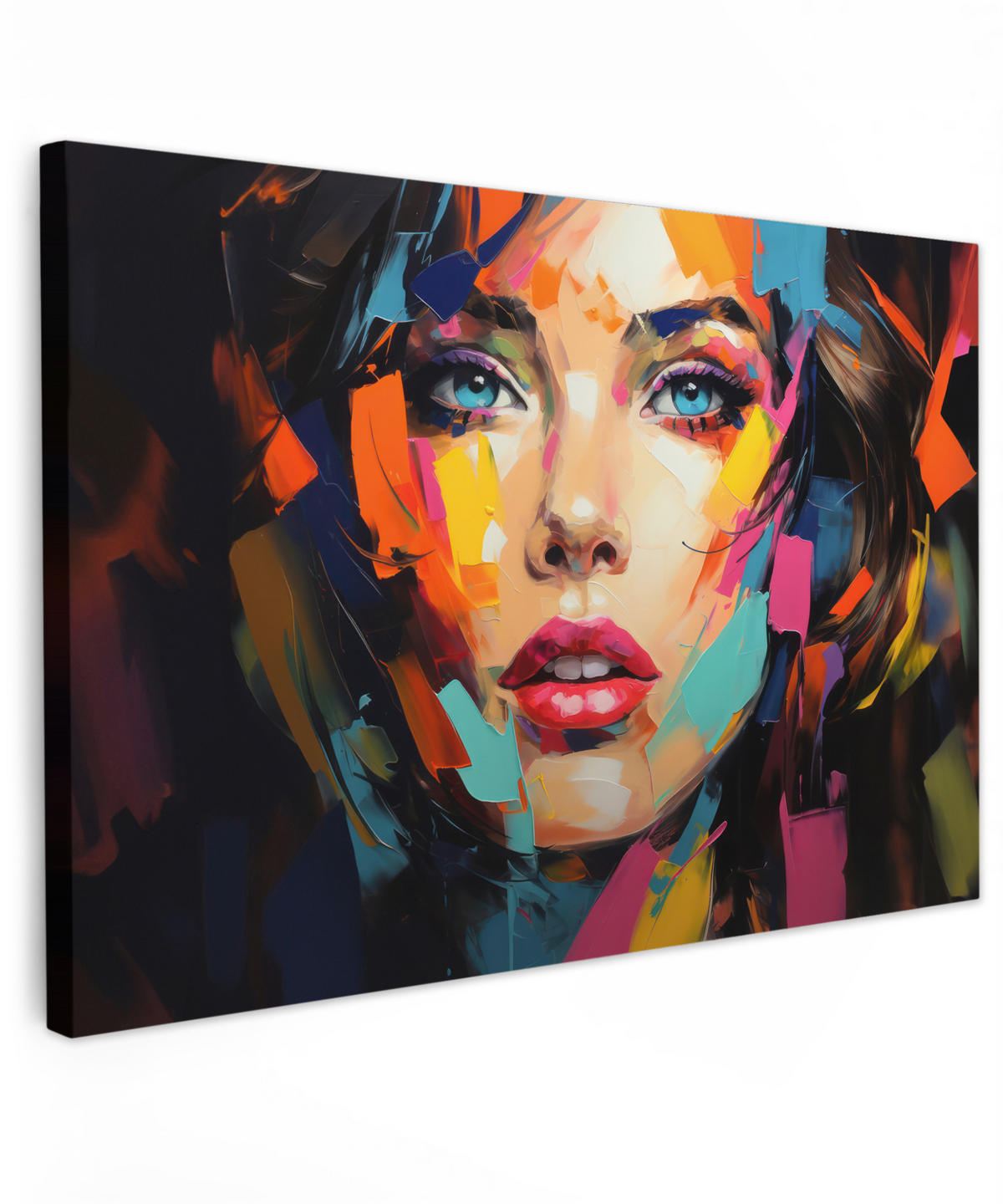 LEINWANDBILD Frau - Porträt - Farbenfroh - Kunst Gemälde 60x40 cm - Multicolor, Textil (60/40cm) - MuchoWow
