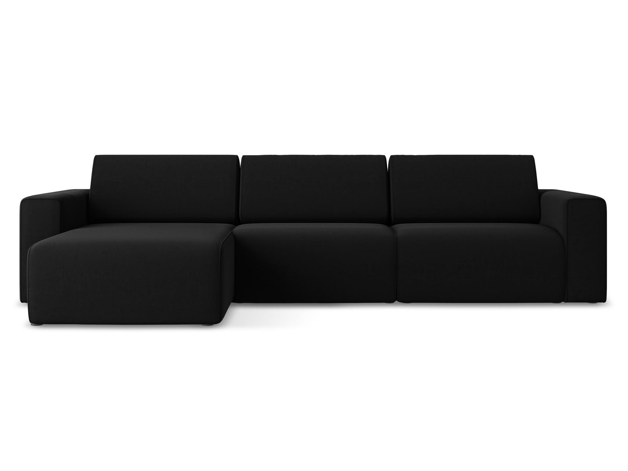 ECKSOFA Links Samt Stoff Schwarz - Schwarz/Grau, Kunststoff/Textil (167/314cm) - Makamii