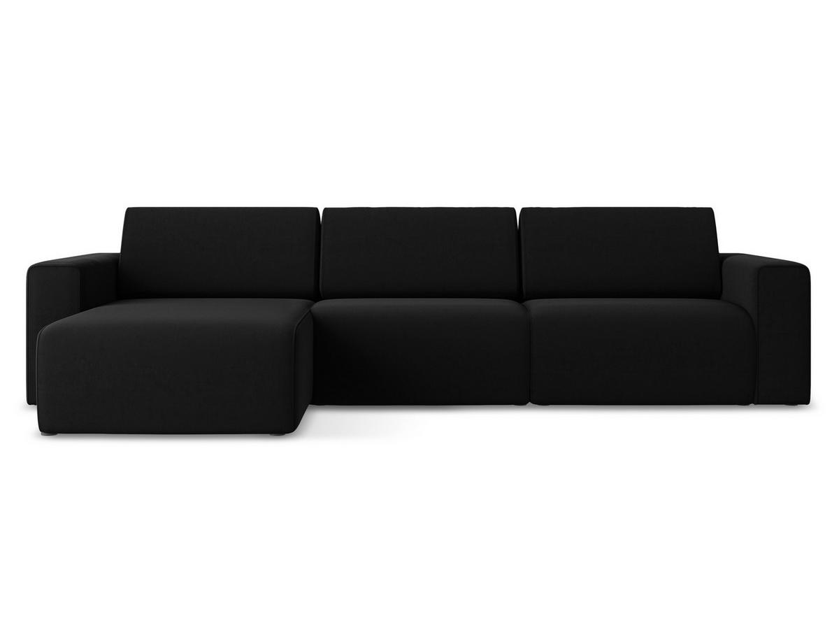 ECKSOFA Links Samt Stoff Schwarz - Schwarz/Grau, Kunststoff/Textil (167/314cm) - Makamii