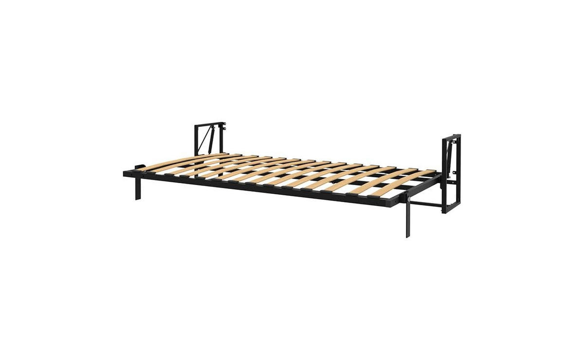 WANDBETT Morphy Classik Modulares SizeFlex- und TypeFlex-System - 200x120 Horizontal - Schwarz, Holz (200/120cm) - WallBedKing