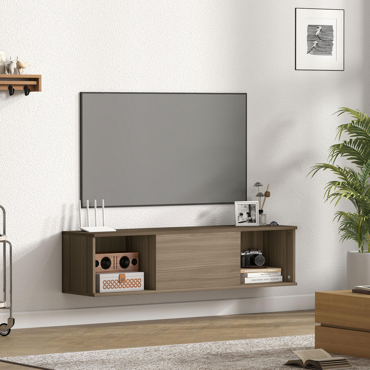 LOWBOARD DE-15917 Wandhängend mit Klapptür Braun - Braun, Holzwerkstoff (120/29.5/30cm) - ComfortXL