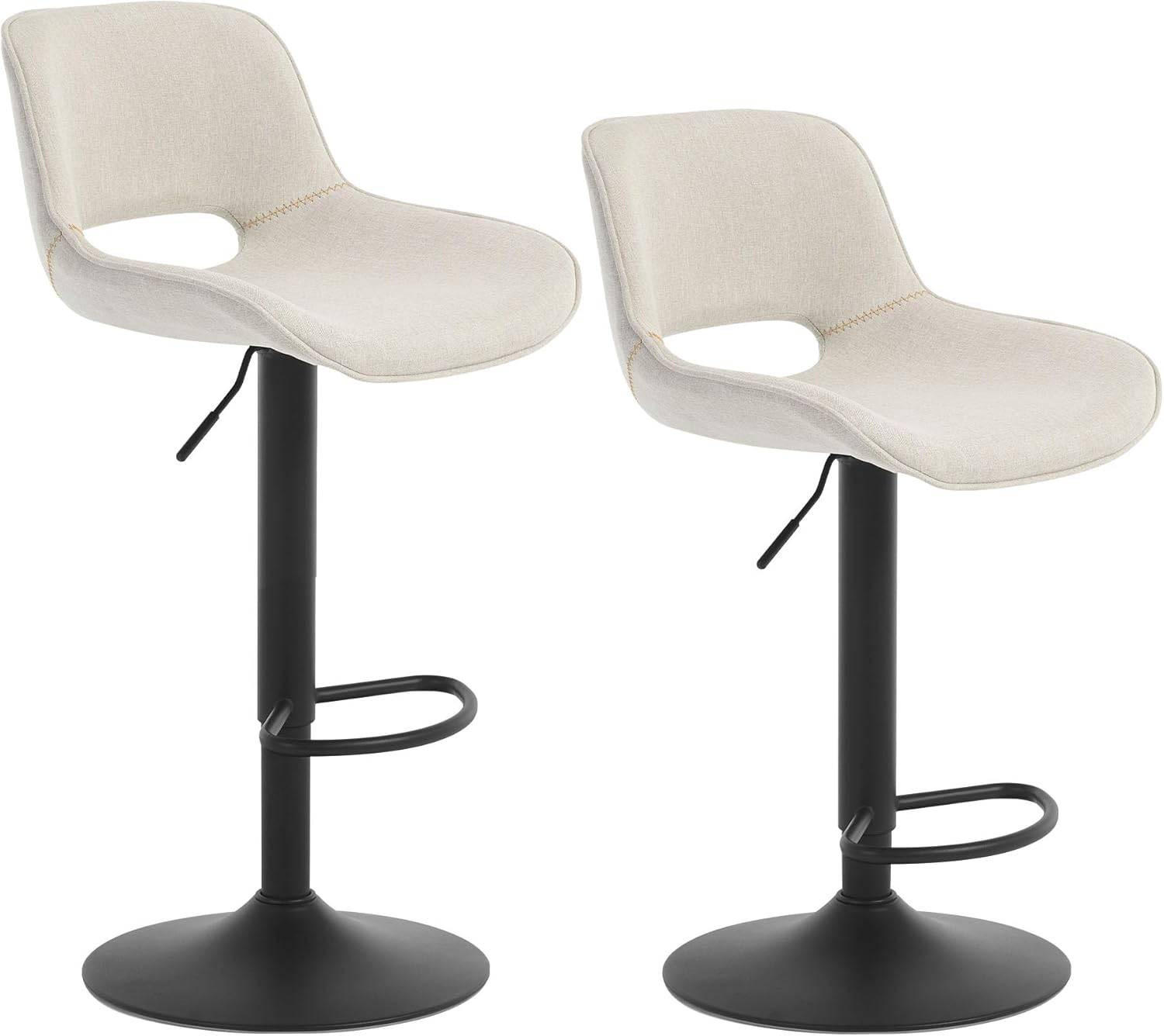 BARHOCKER 2er Set, höhenverstellbar, aus Metall - Beige, Textil/Metall (49/106/49cm) - Woltu