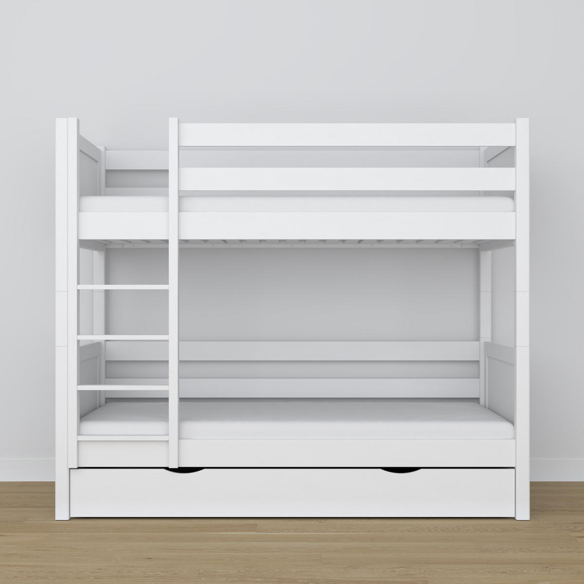 ETAGENBETT N02 mit Schublade Weiß 80/190 - Weiß, Naturmaterialien/Holz (80/190cm) - N-Wood