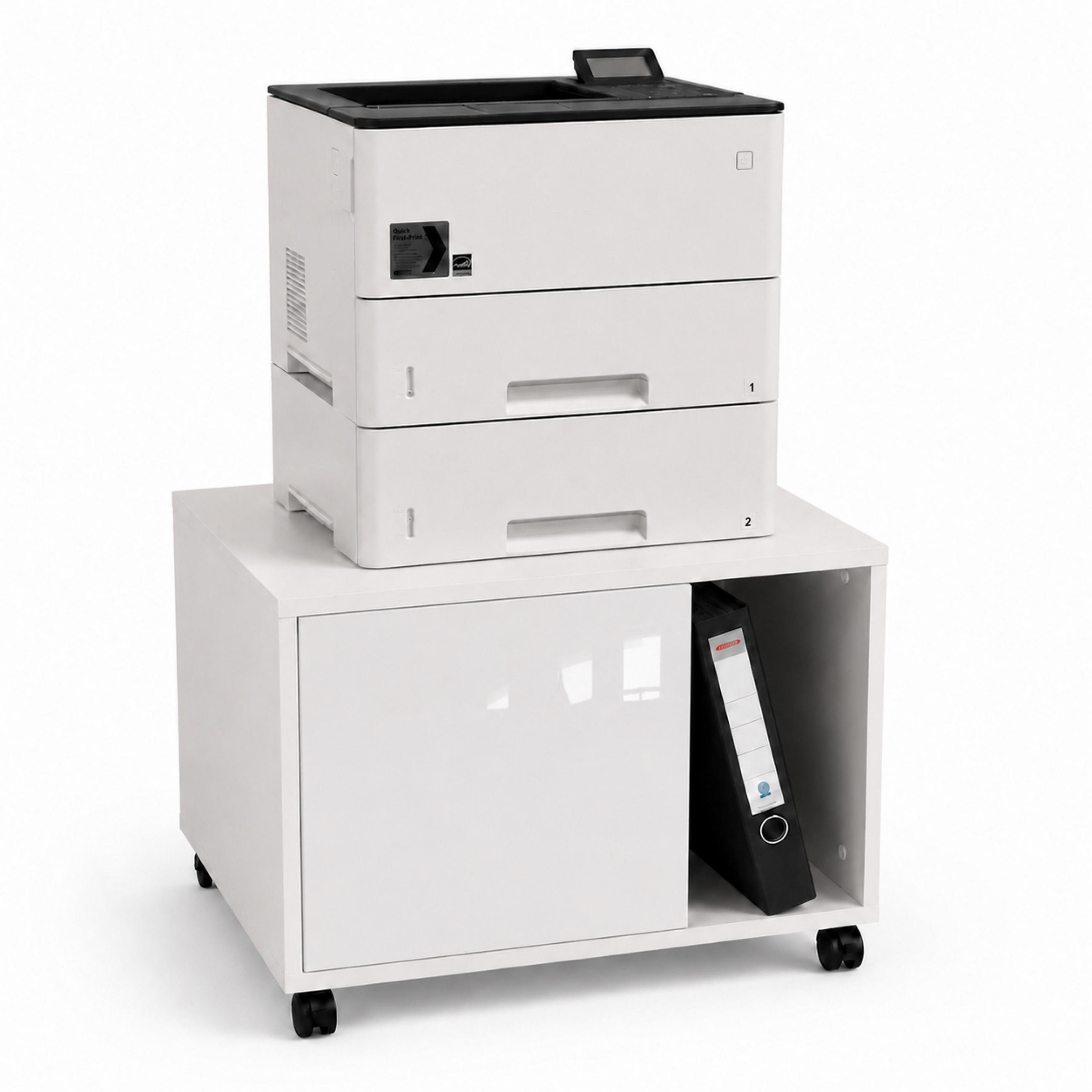 DRUCKERSCHRANK Amira Weiß Hochglanz 43/57/52 cm - Weiß Hochglanz, Holzwerkstoff (57.5/43.5/52cm) - SIMPLYFURN