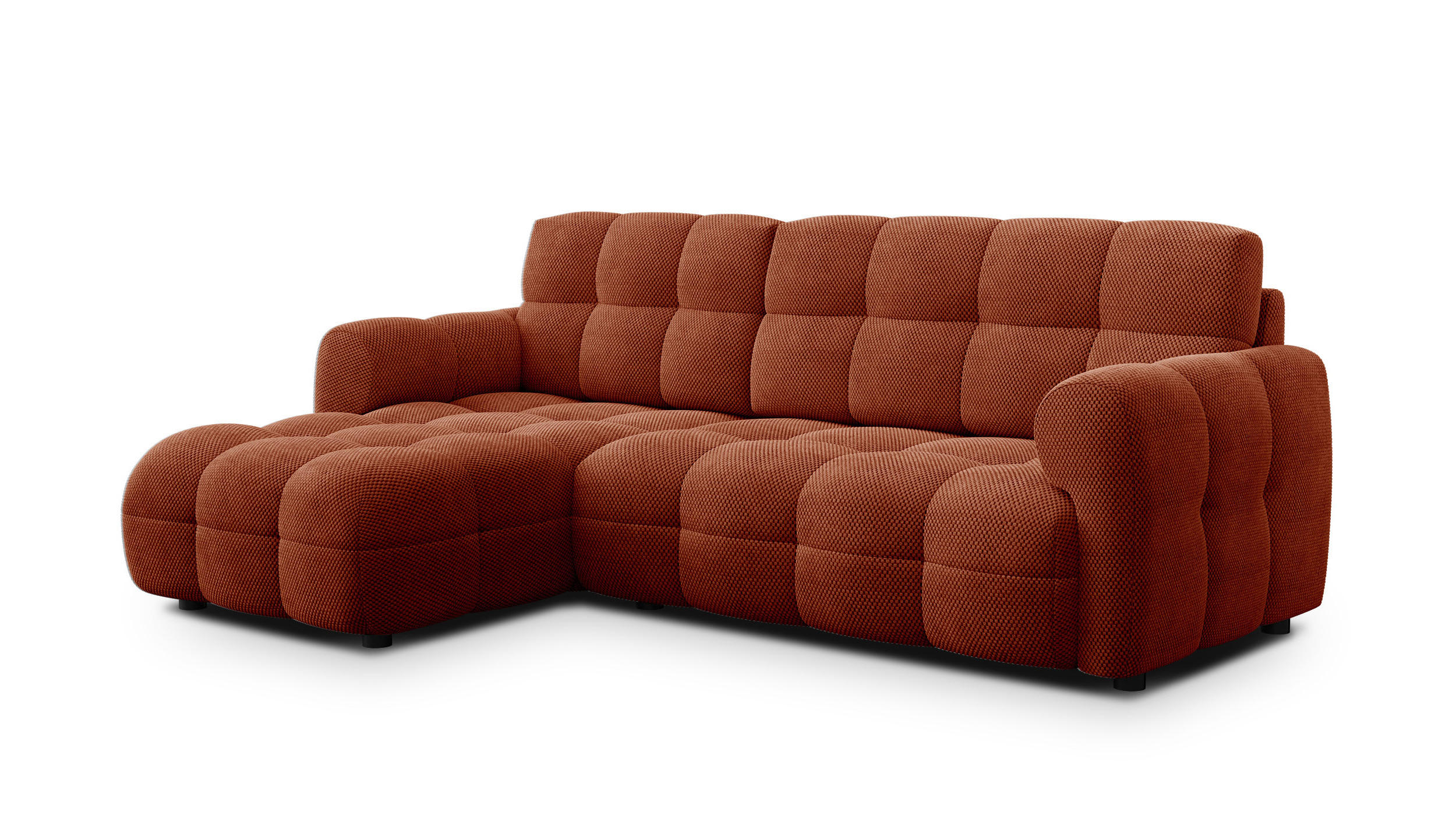 ECKSOFA MELLOW 3-Sitzer, dunkelorange - Dunkelorange/Schwarz, Holz/Textil (232/156cm) - Courtois Laville