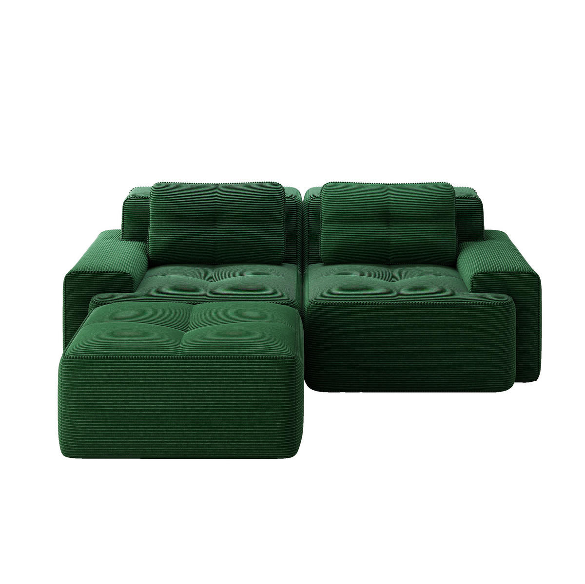 SOFA modular mit Tiefsitz Cord Green - Grün, Kunststoff (177/204cm) - Meubliv
