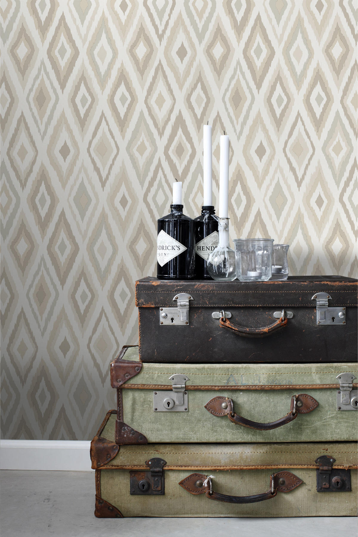 TAPETE Ikat-Motiv 53 cm x 10.05 m - Beige, Papier (53/1000cm) - ESTAhome