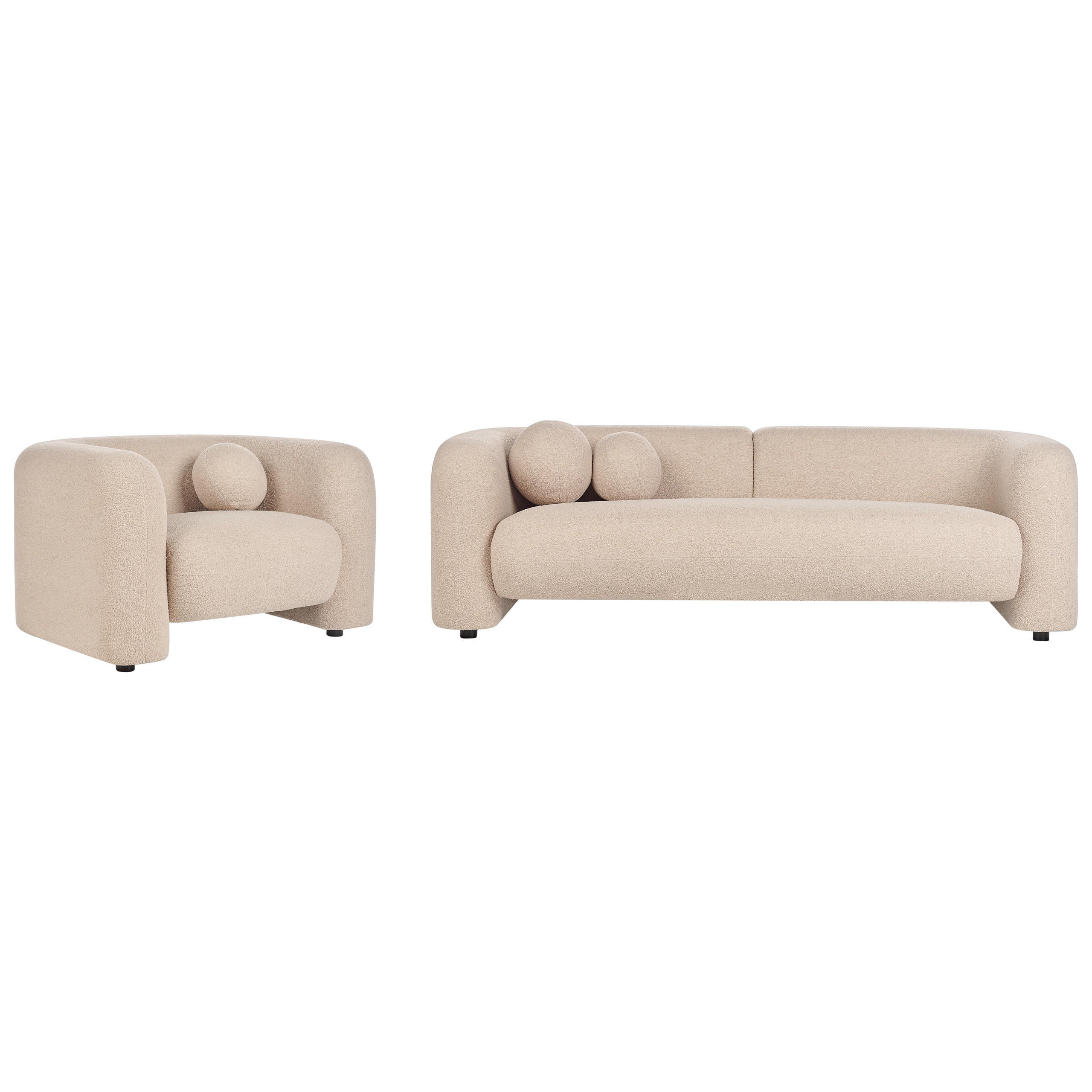 4-SITZER-SOFA Set Bouclé beige Leiren - Beige, Textil (83/83/224cm) - Beliani