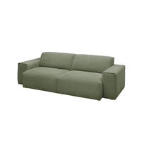 SOFA RANI Grün Cord - Schwarz/Olivgrün, Kunststoff/Textil (256/71/101cm) - KAWOLA