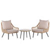 BALKONSET 2-Sitzer Rattan natürlich Auflagen beige Laureto - Beige/Schwarz, Kunststoff/Textil - Beliani