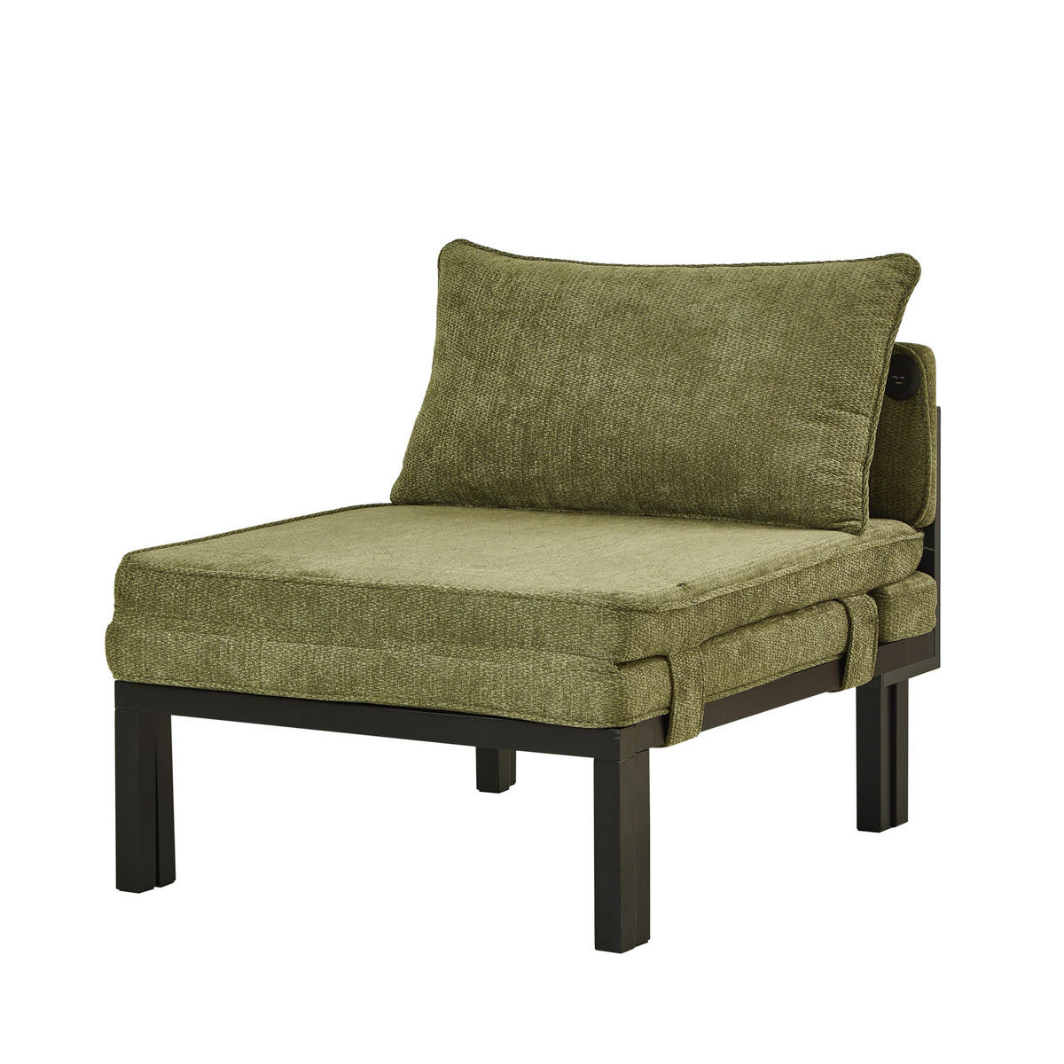 SCHLAFSESSEL mit Schlaffunktion, USB-Type-C-Anschluss und platzsparendem Ausziehdesign, Grün - Grün, Textil (82/79/176cm) - Redom