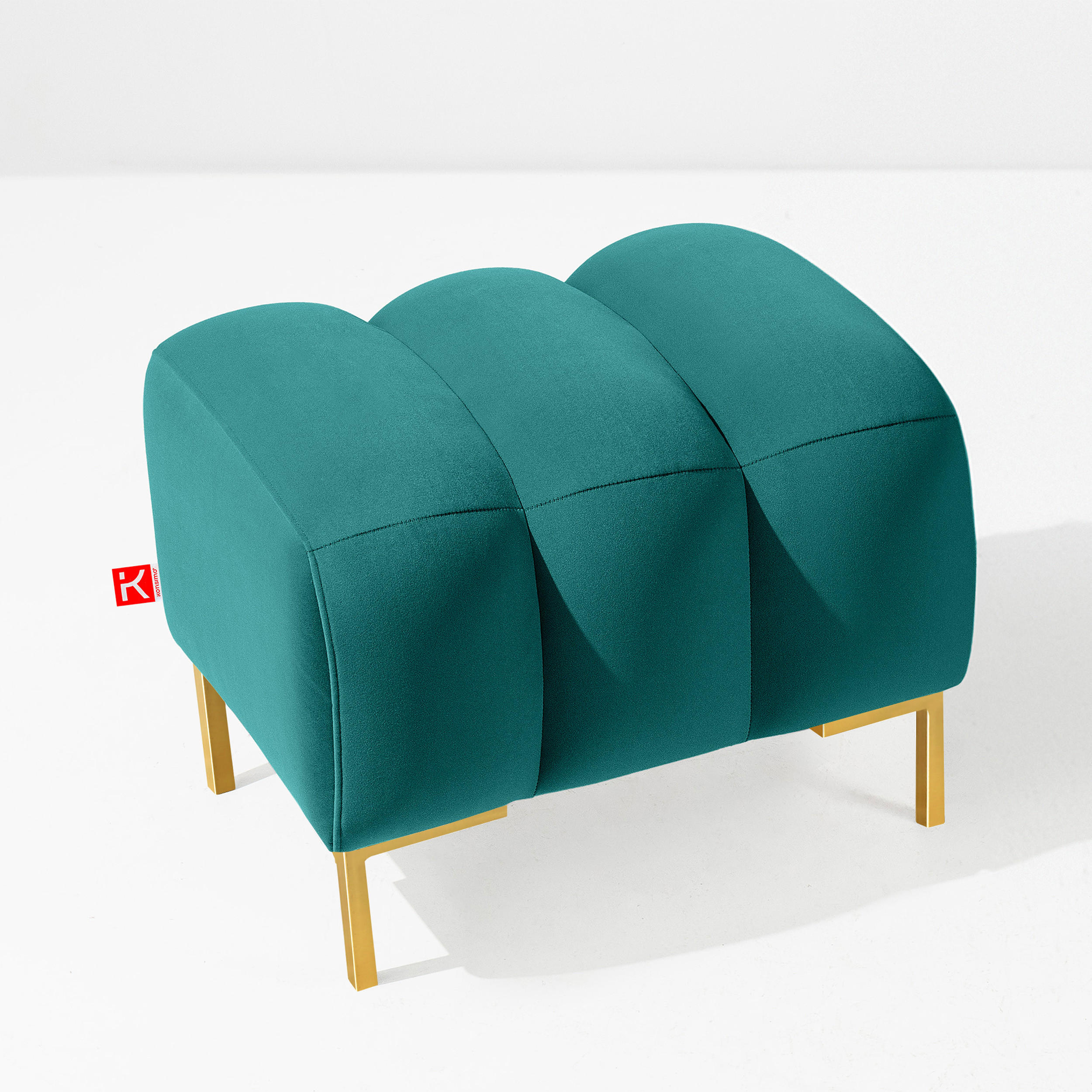 SITZHOCKER Polsterhocker PECCO, Veloursstoff - Blau/Goldfarben, Holz/Textil (60/50/50cm) - KONSIMO®