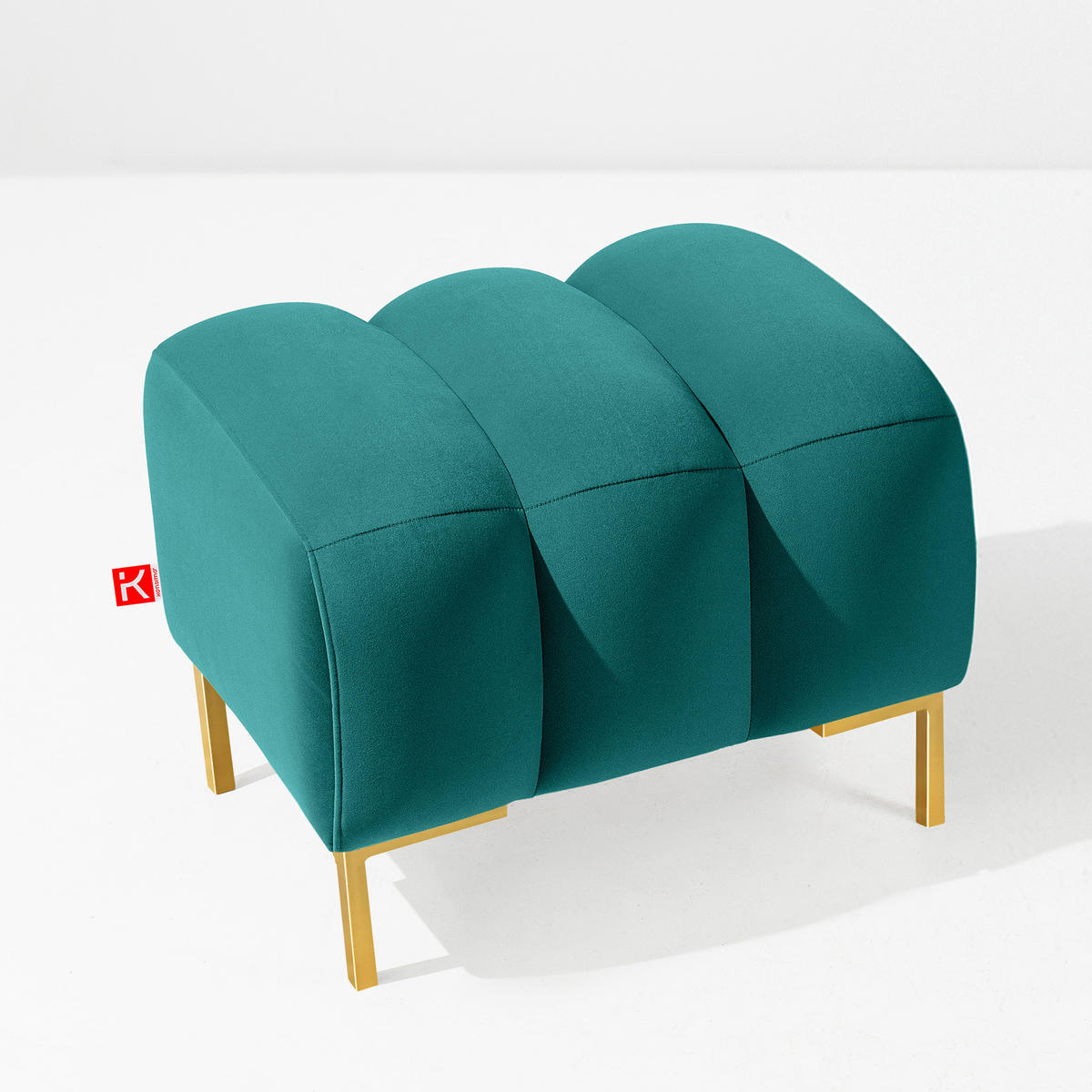 SITZHOCKER Polsterhocker PECCO, Veloursstoff - Blau/Goldfarben, Holz/Textil (60/50/50cm) - KONSIMO®