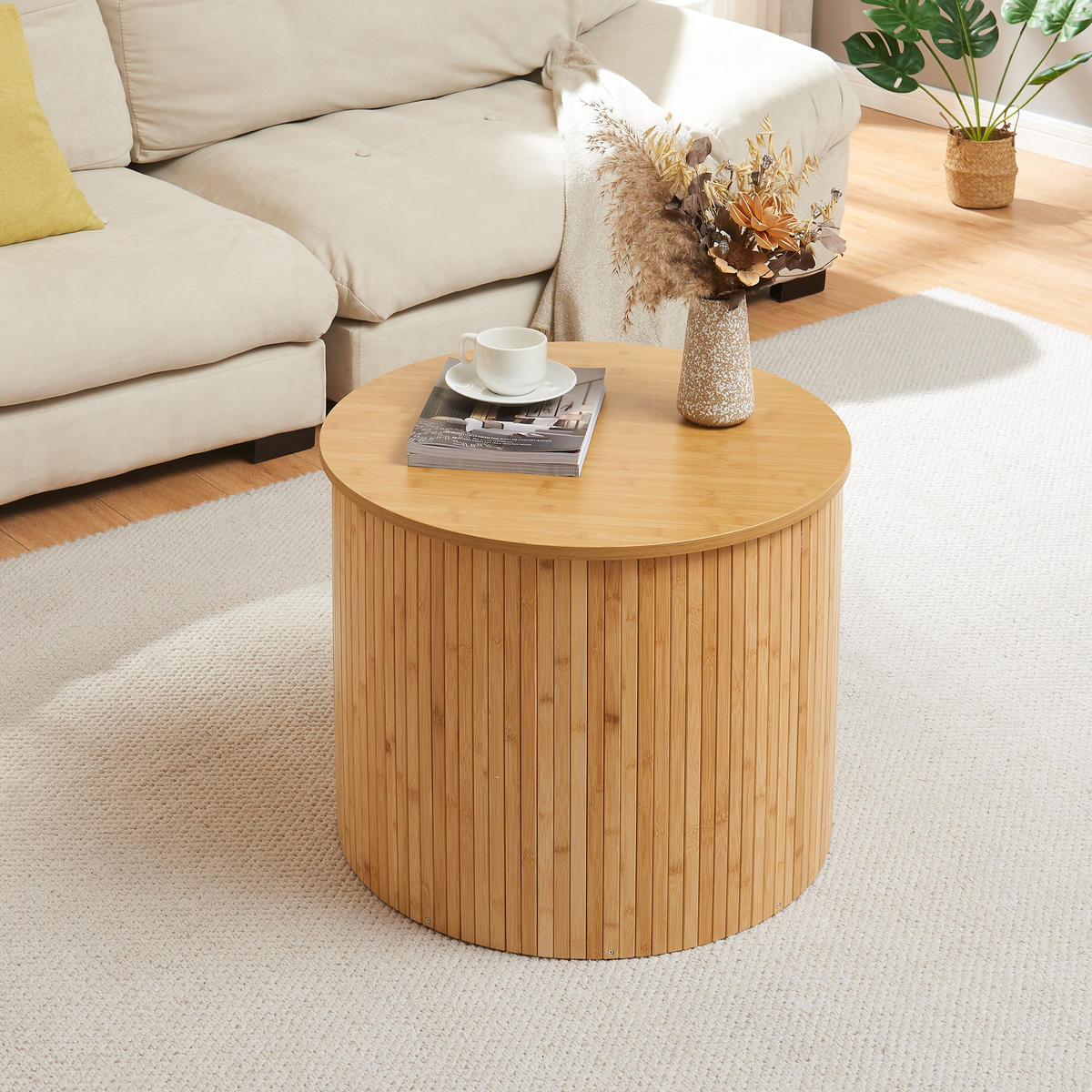 COUCHTISCH Ledepid 48/60 cm - Naturfarben, Holz/Holzwerkstoff (60/60/48cm) - [en.casa]