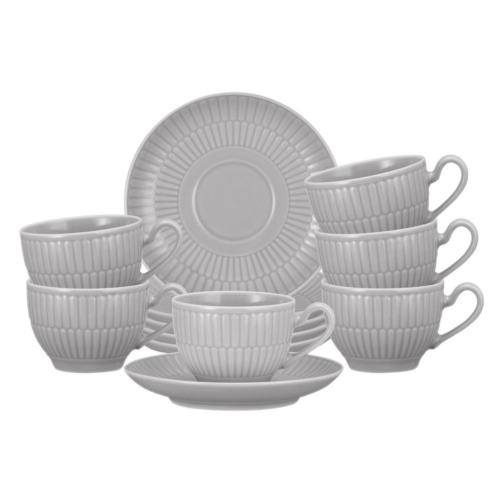 ESPRESSOTASSEN MIT UNTERTASSEN Amina Silbergrau 100 ml 6er Set - Grau, Keramik (0.1L) - Seltmann Weiden