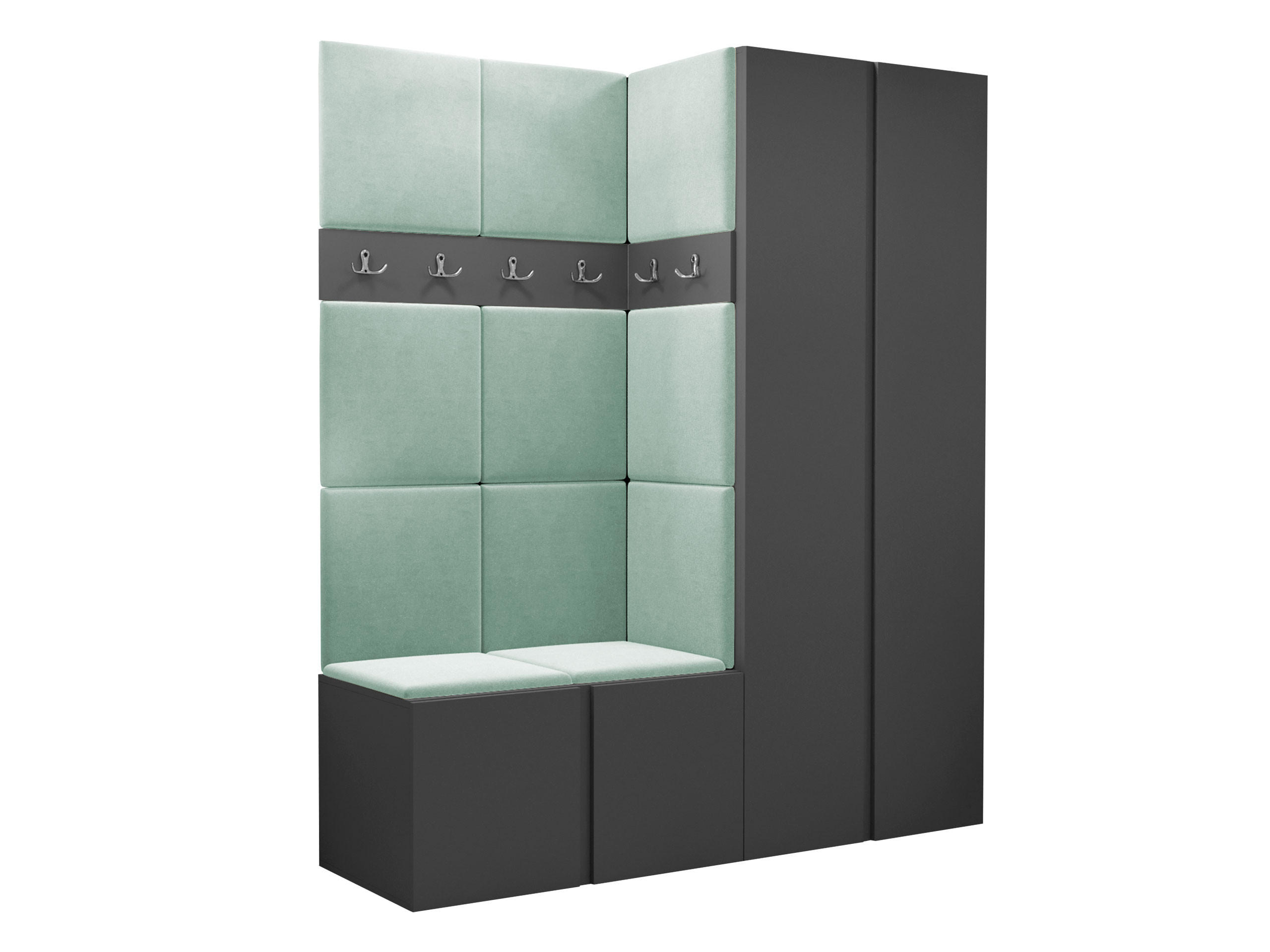 GARDEROBEN-SET Orion III - Graphitfarben/Mintgrün, Holzwerkstoff/Kunststoff (158/186/46cm) - MIRJAN24