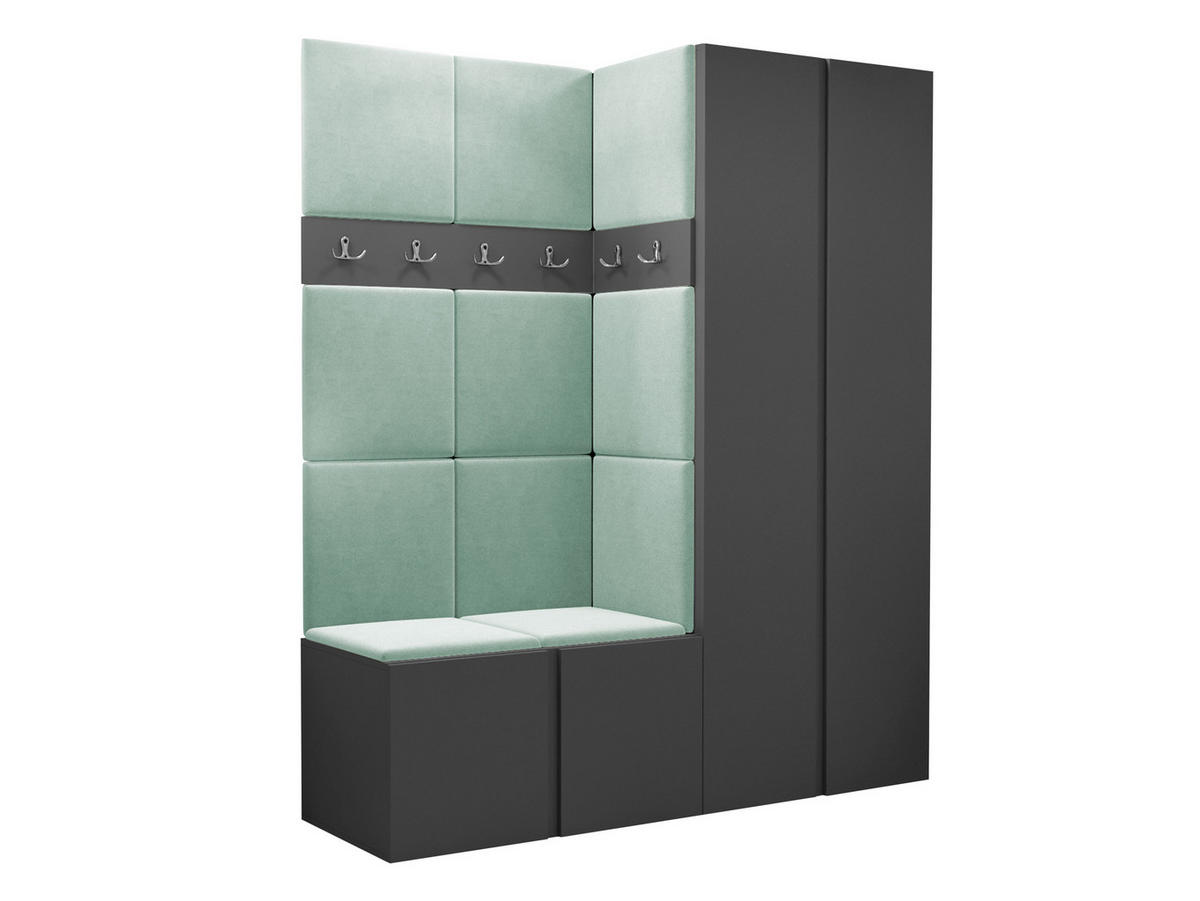 GARDEROBEN-SET Orion III - Graphitfarben/Mintgrün, Holzwerkstoff/Kunststoff (158/186/46cm) - MIRJAN24